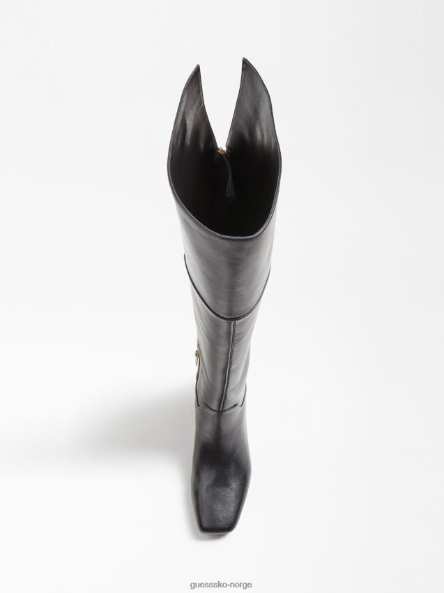 Guess svart finnola høy støvel i ekte skinn svart kvinner F0LJ805708
