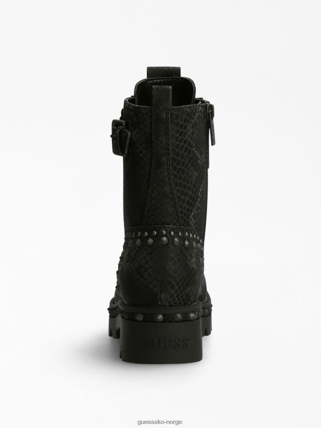 Guess svart variel python-trykk kampstøvel svart kvinner F0LJ805790