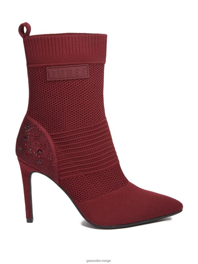 Guess vinstrikkede støvletter med hæl vin kvinner F0LJ807513