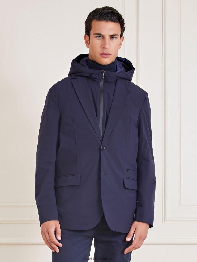 Guess blå marciano blazer med avtagbar vest blå menn F0LJ80881