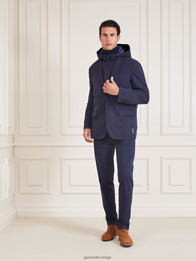 Guess blå marciano blazer med avtagbar vest blå menn F0LJ80881