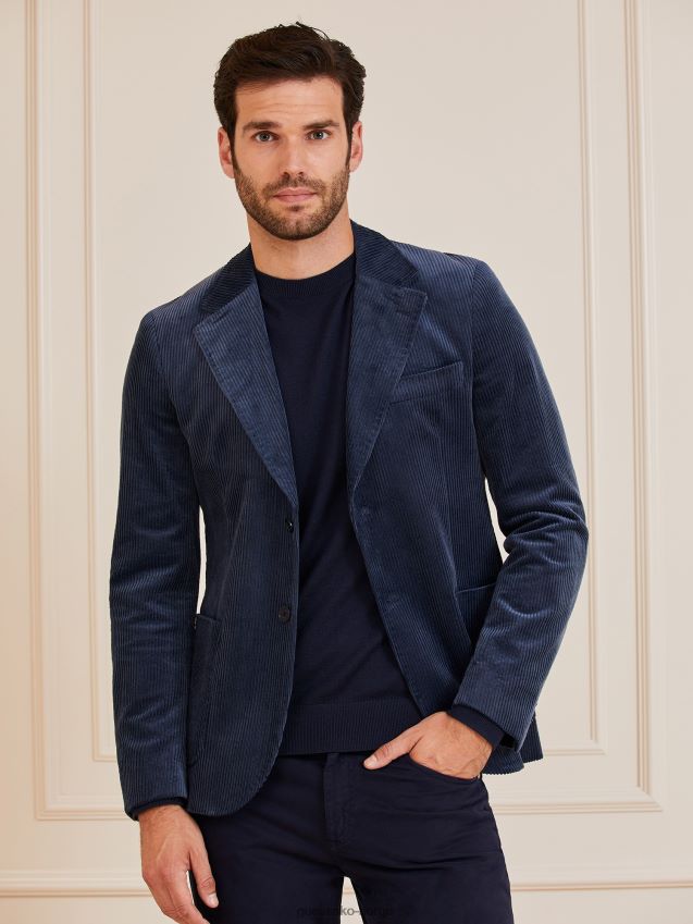 Guess blå marciano cordfløyelblazer blå menn F0LJ801531