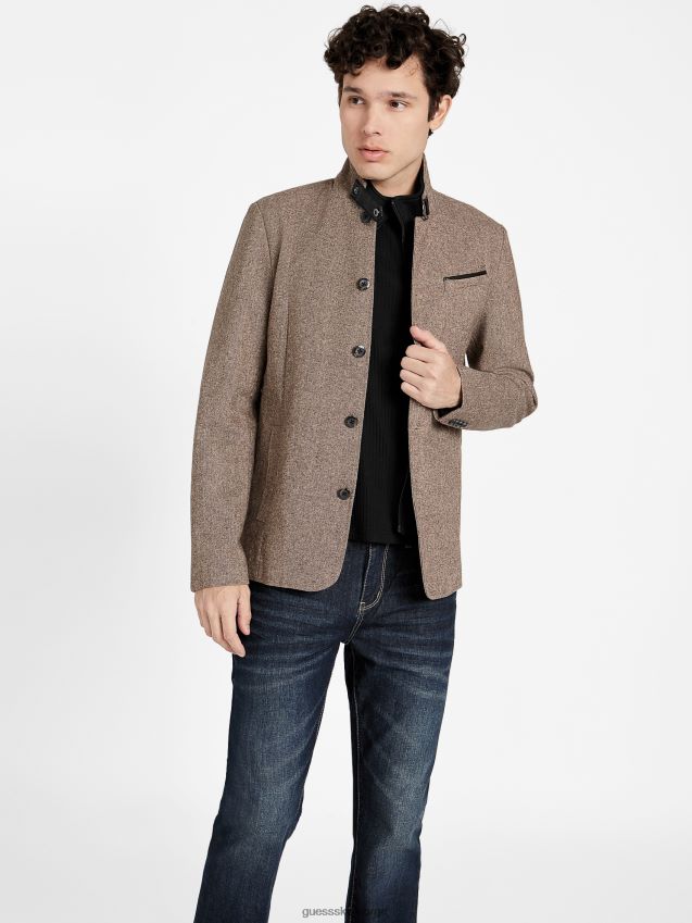 Guess brun multi fairfax blazer i ullblanding brun multi menn F0LJ807977