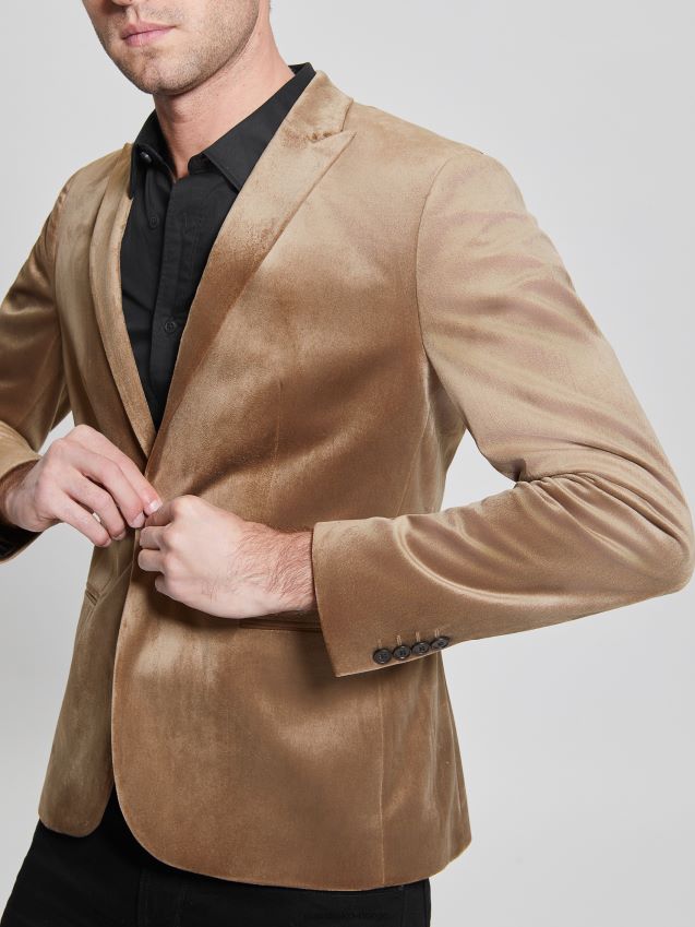 Guess champagne multi fulham velvet blazer champagne multi menn F0LJ8010328