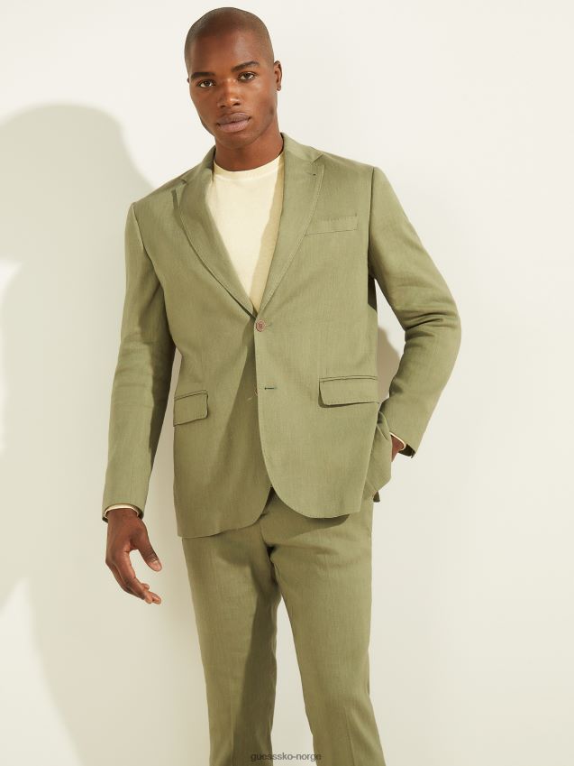 Guess enkeltspent blazer i linblanding, mosegrønn mosegrønn menn F0LJ8010700