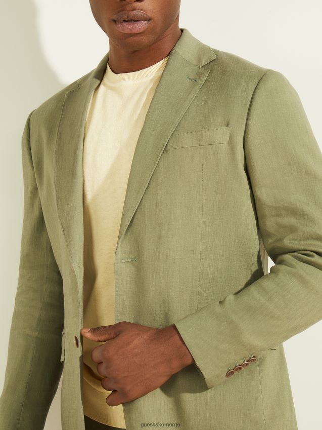 Guess enkeltspent blazer i linblanding, mosegrønn mosegrønn menn F0LJ8010700