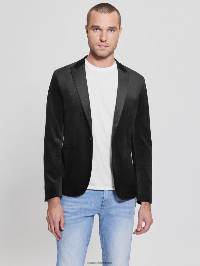 Guess fulham fløyel blazer jet black kulsvart menn F0LJ8010533