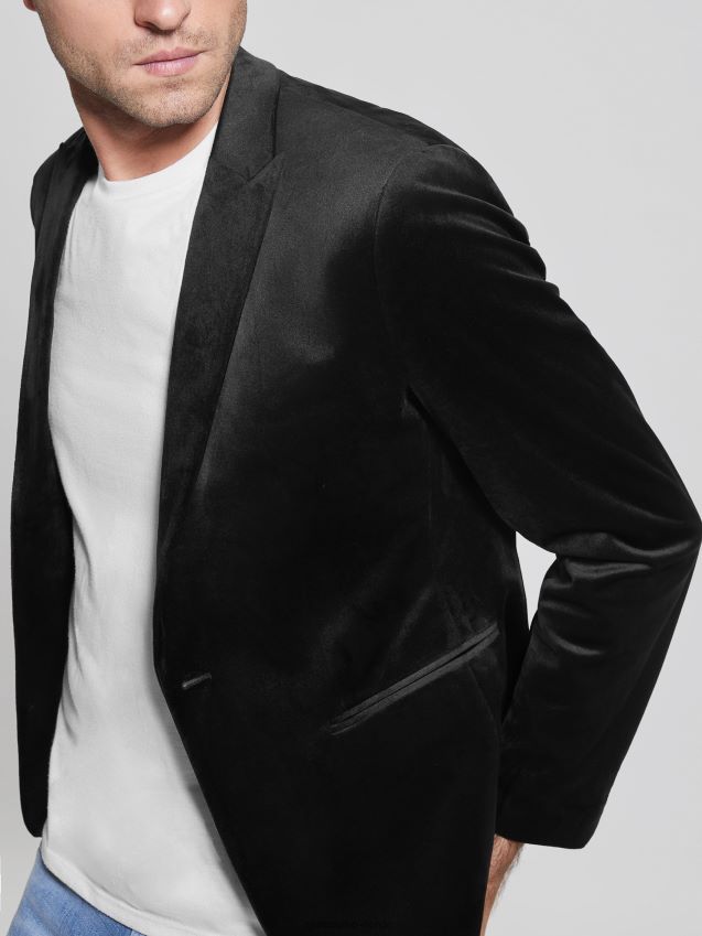 Guess fulham fløyel blazer jet black kulsvart menn F0LJ8010533