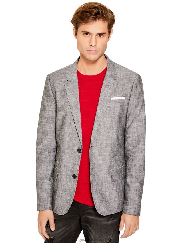 Guess jet black anders teksturert blazer kulsvart menn F0LJ808552