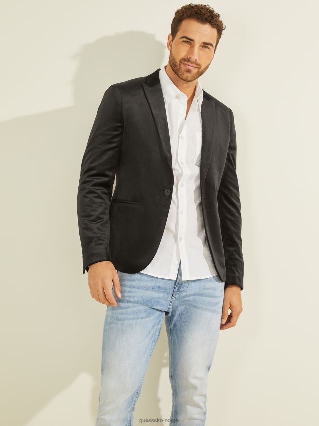 Guess jet black fulham velvet blazer kulsvart menn F0LJ8010627