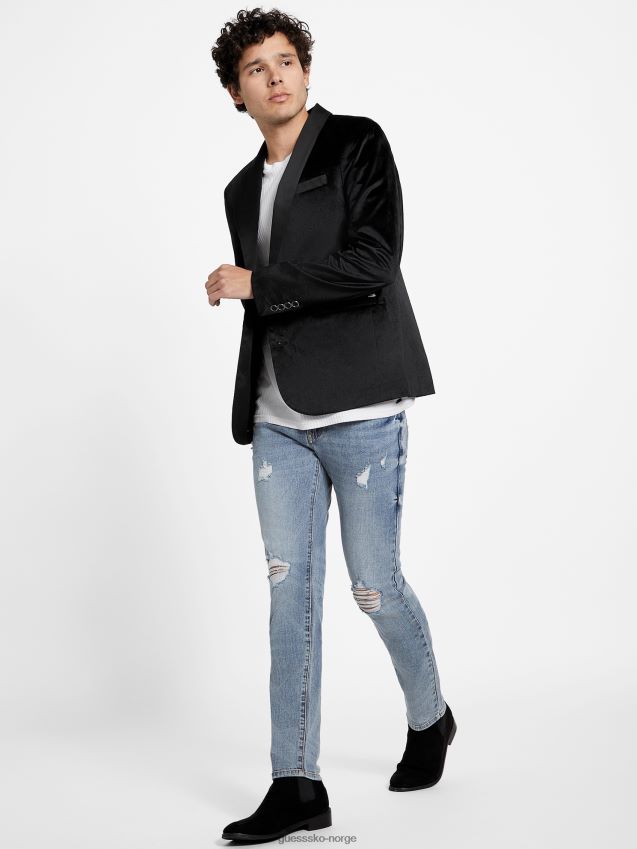 Guess raul fløyelsblazer kulsort kulsvart menn F0LJ808062