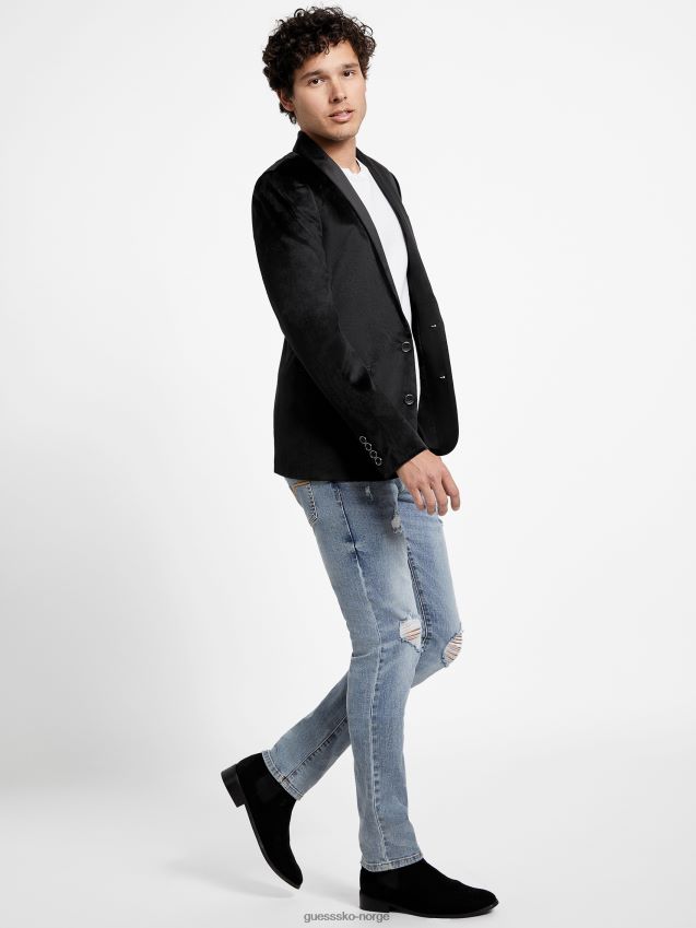 Guess raul fløyelsblazer kulsort kulsvart menn F0LJ808062