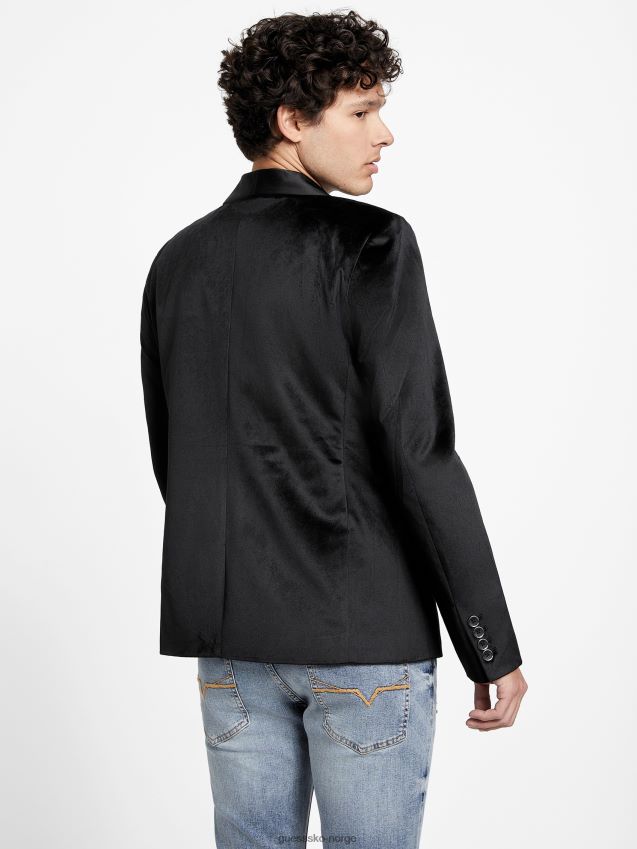 Guess raul fløyelsblazer kulsort kulsvart menn F0LJ808062