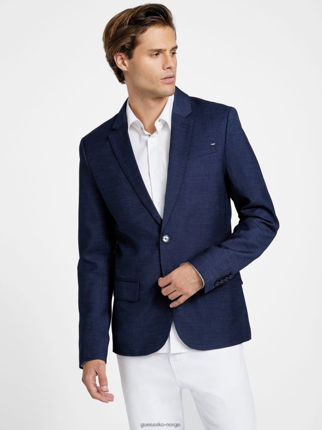 Guess silkeblå sterk blazer silkeblått menn F0LJ807938