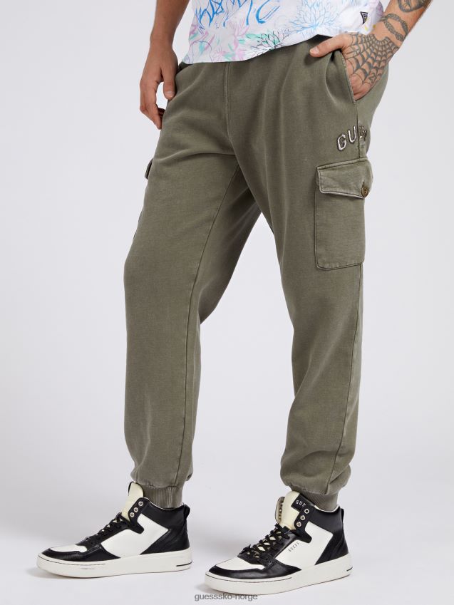 Guess grønn fleece bukse med slim fit grønn menn F0LJ801147