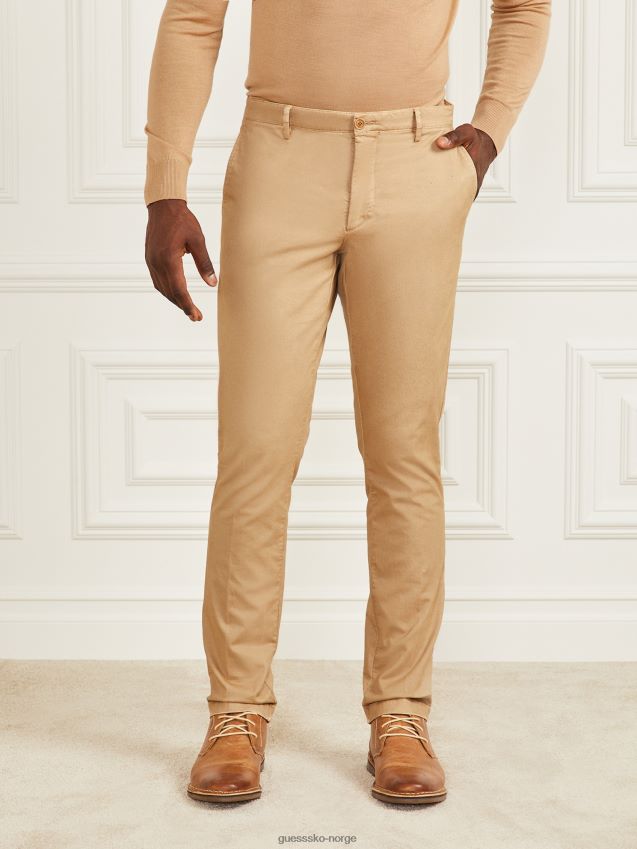 Guess øko hugh easy chino bukse ristet taupe ristet taupe menn F0LJ8010641