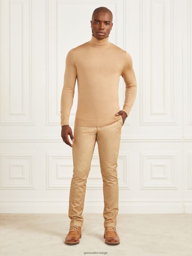 Guess øko hugh easy chino bukse ristet taupe ristet taupe menn F0LJ8010641