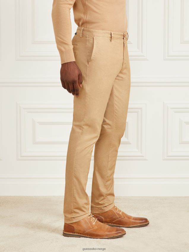 Guess øko hugh easy chino bukse ristet taupe ristet taupe menn F0LJ8010641