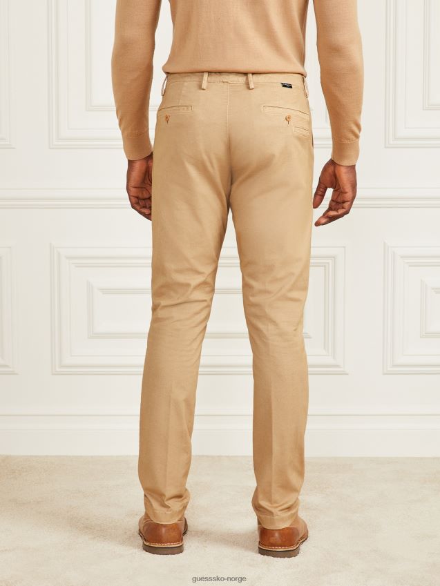 Guess øko hugh easy chino bukse ristet taupe ristet taupe menn F0LJ8010641