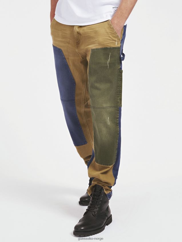 Guess kontraststoff regular fit bukse multi beige multi beige menn F0LJ801346