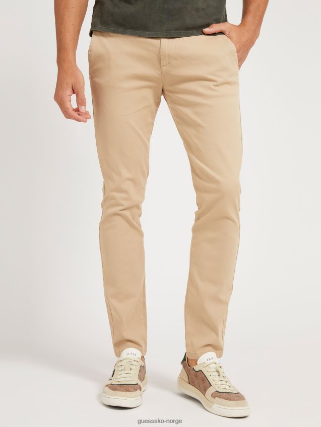 Guess slim fit beige bukse beige menn F0LJ801320