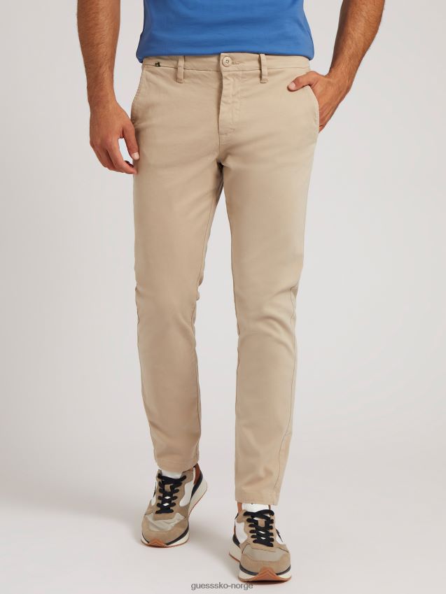 Guess slim fit chinobukse beige beige menn F0LJ80531