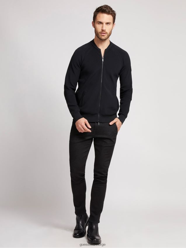 Guess cardigan med glidelås i sort svart menn F0LJ80680