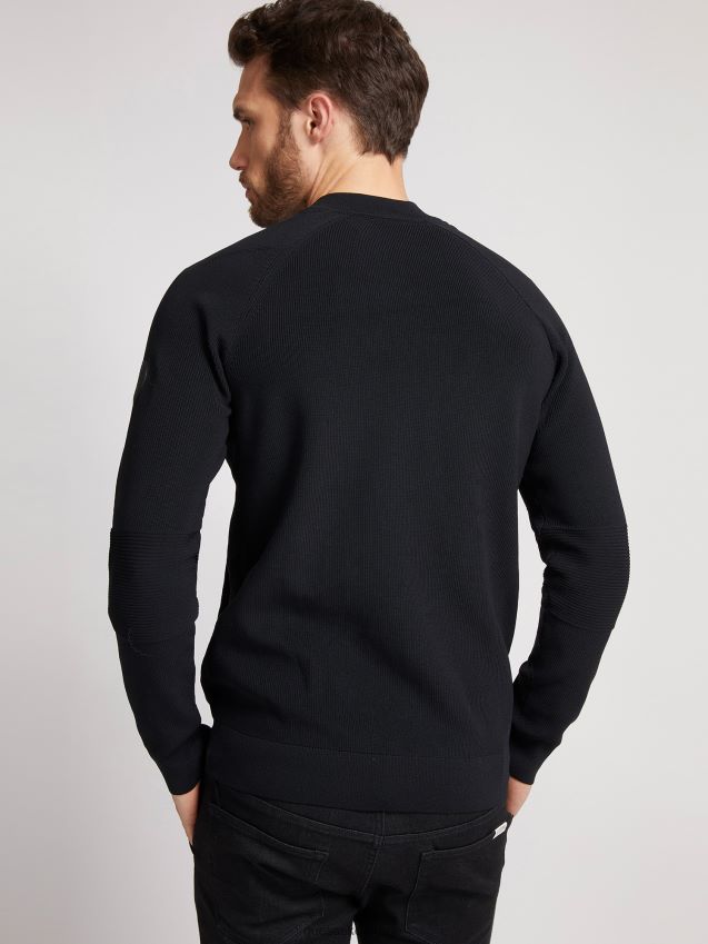 Guess cardigan med glidelås i sort svart menn F0LJ80680