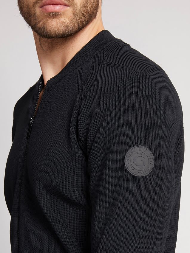 Guess cardigan med glidelås i sort svart menn F0LJ80680