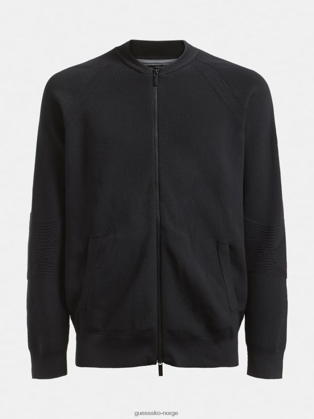 Guess cardigan med glidelås i sort svart menn F0LJ80680