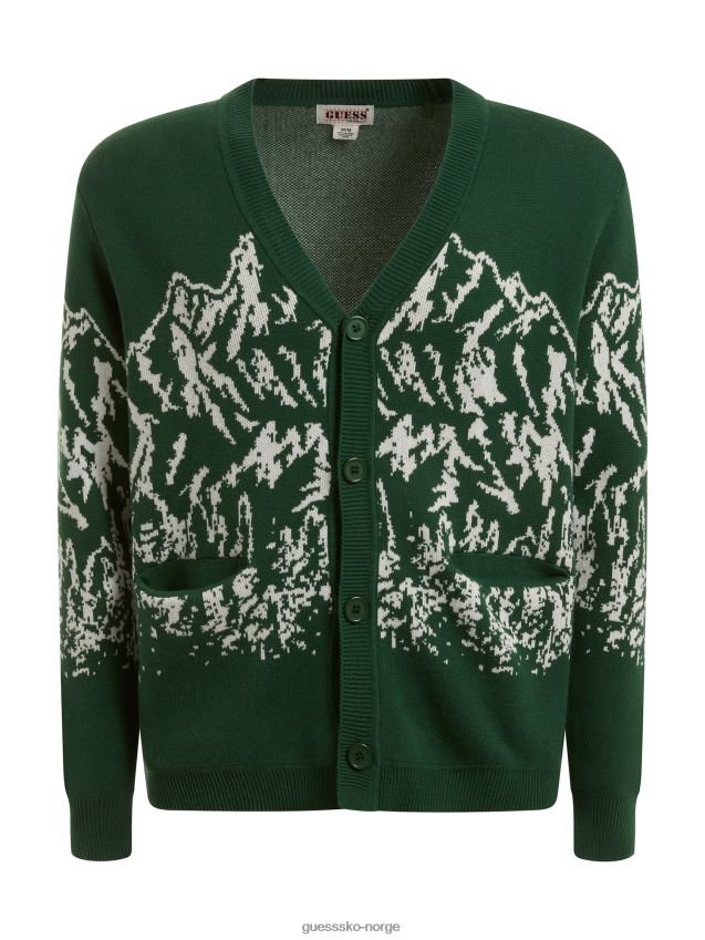 Guess fjellmotiv jacquard cardigan grønn grønn menn F0LJ80843