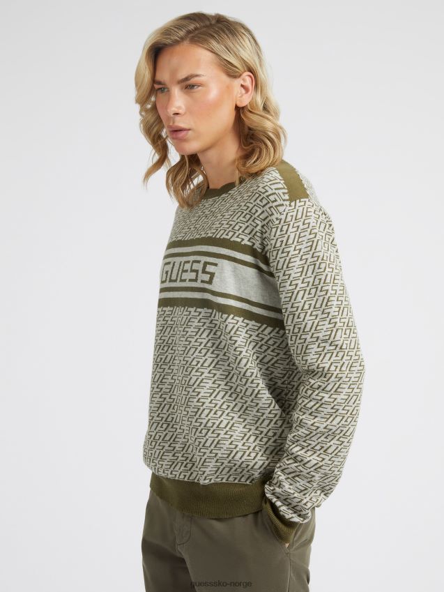 Guess all over logo genser grønn grønn menn F0LJ80302