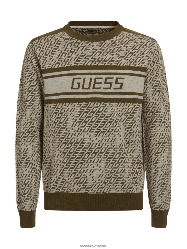 Guess all over logo genser grønn grønn menn F0LJ80302
