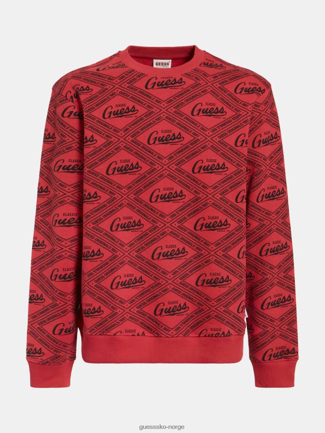 Guess all over logo sweatshirt rød multi rød multi menn F0LJ801170