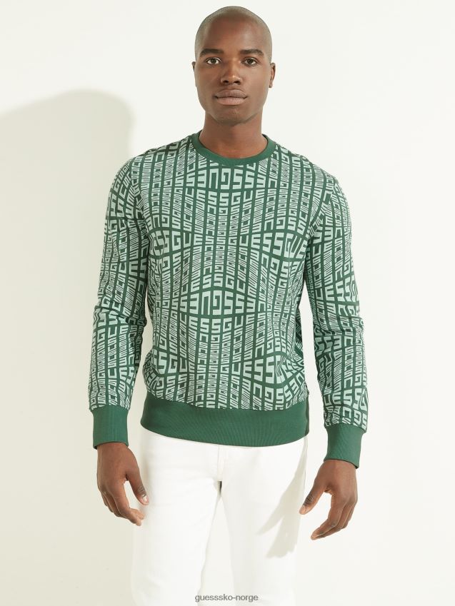 Guess all over print sweatshirt grønn multi grønn multi menn F0LJ8077