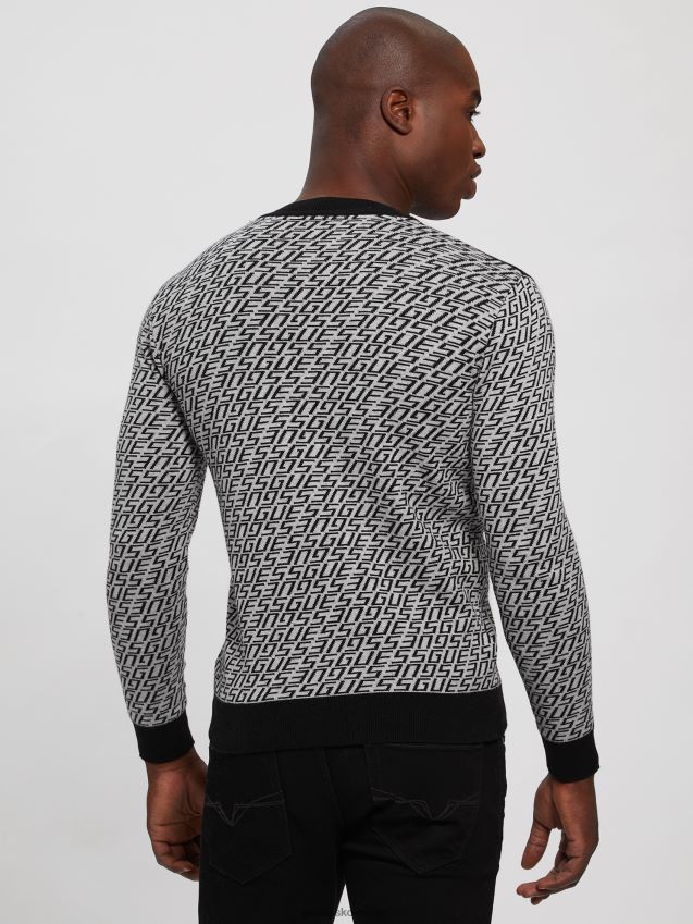 Guess allover logo g grå og b eco palmer jacquard logo genser allover logo g grå og b menn F0LJ8010454
