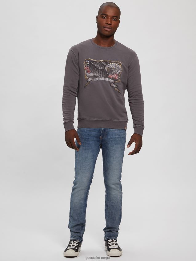 Guess becket fleece sweatshirt med rund hals ulveskinn ulveskinn menn F0LJ8010431