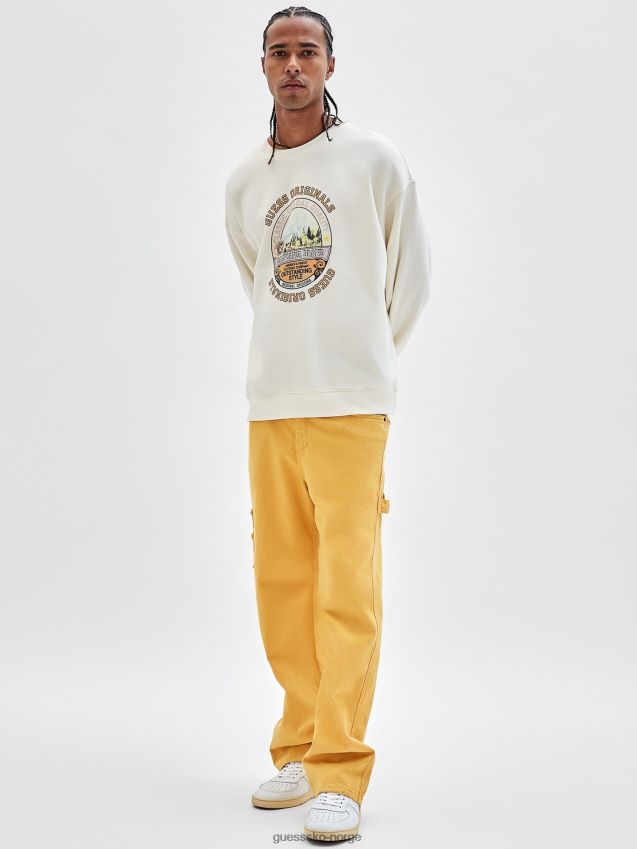 Guess beige genser med trykk foran beige menn F0LJ80768