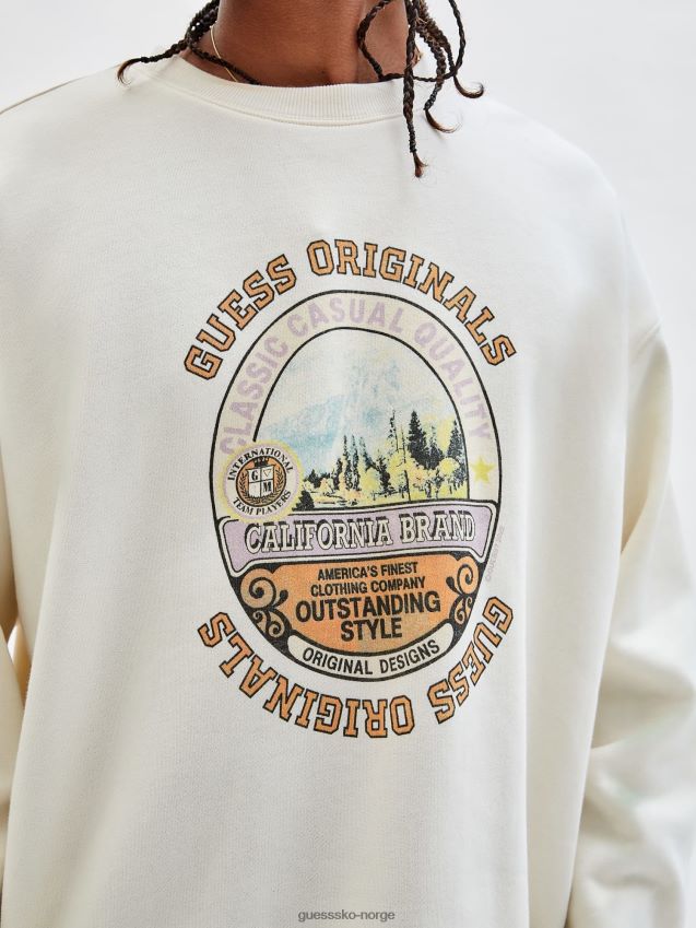 Guess beige genser med trykk foran beige menn F0LJ80768