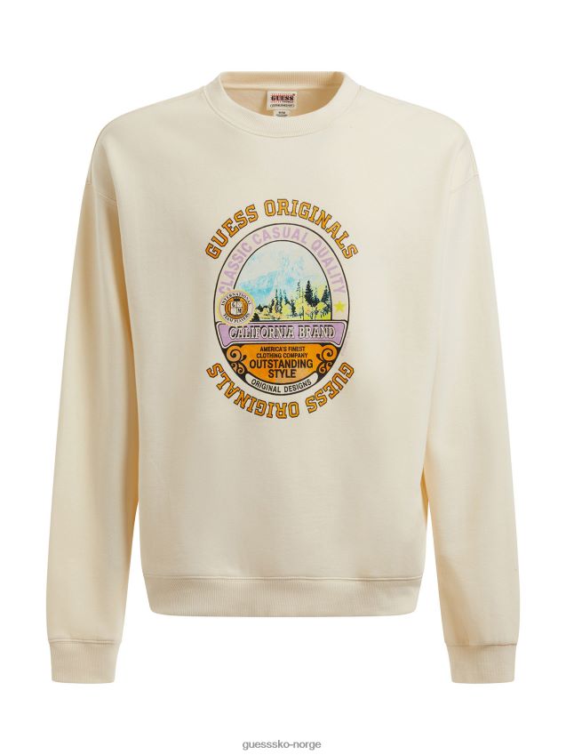 Guess beige genser med trykk foran beige menn F0LJ80768