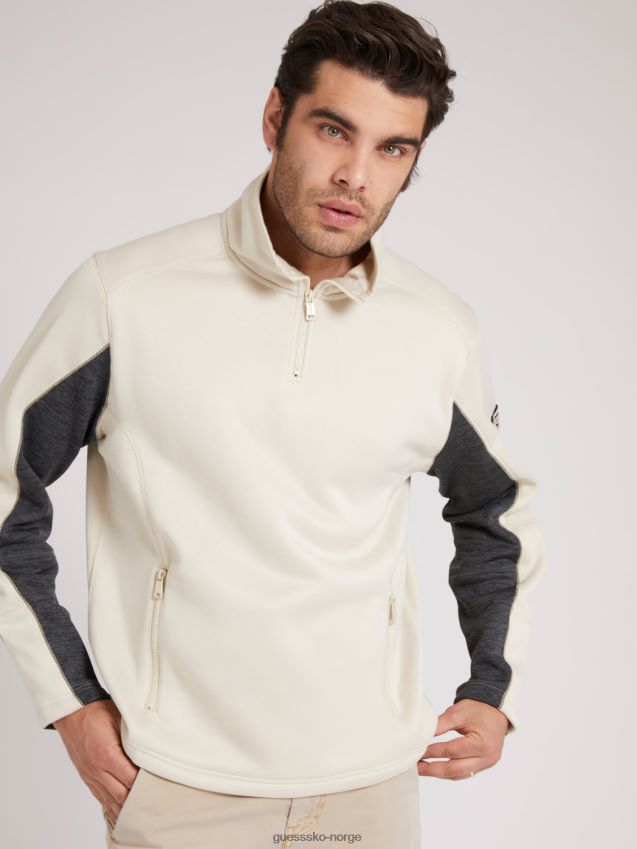 Guess beige sweatshirt med glidelås beige menn F0LJ801046