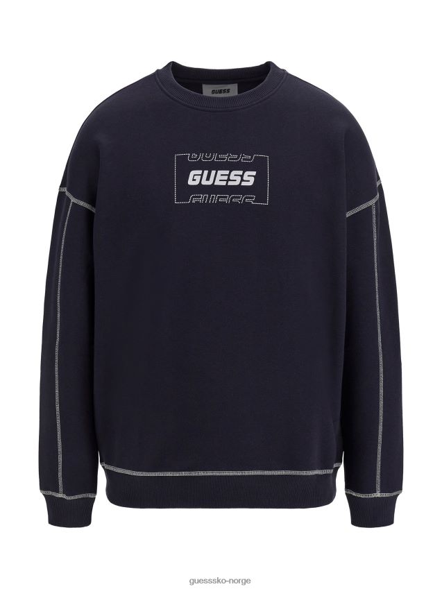 Guess blå front logo sweatshirt ny trend blå menn F0LJ80423