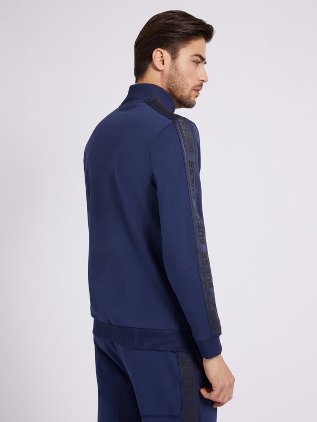 Guess blå genser med hel glidelås blå menn F0LJ80814