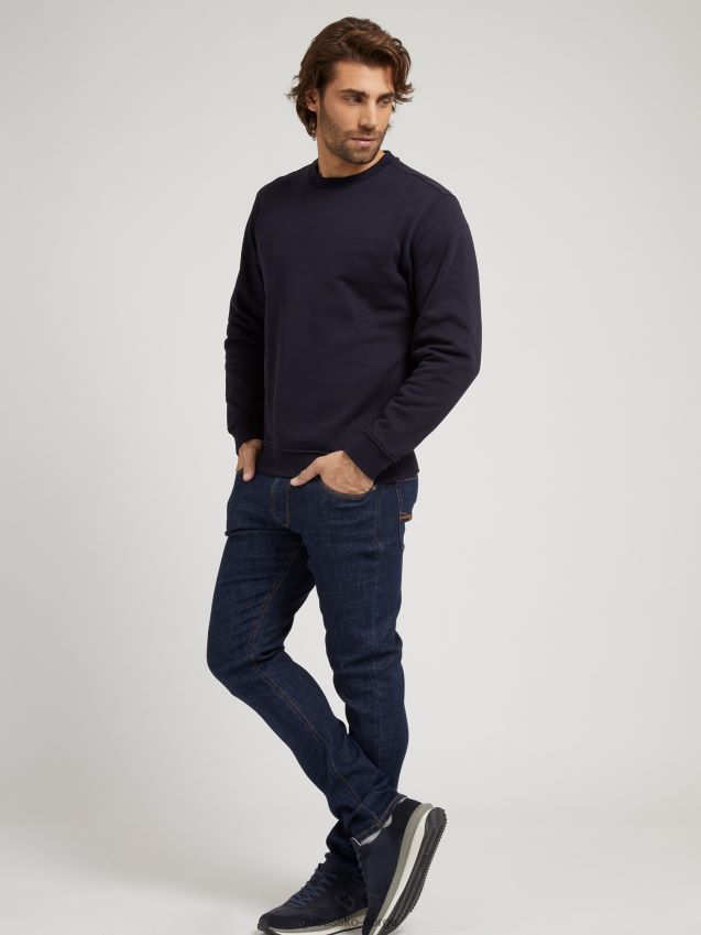 Guess blå genser med logo foran blå menn F0LJ8019