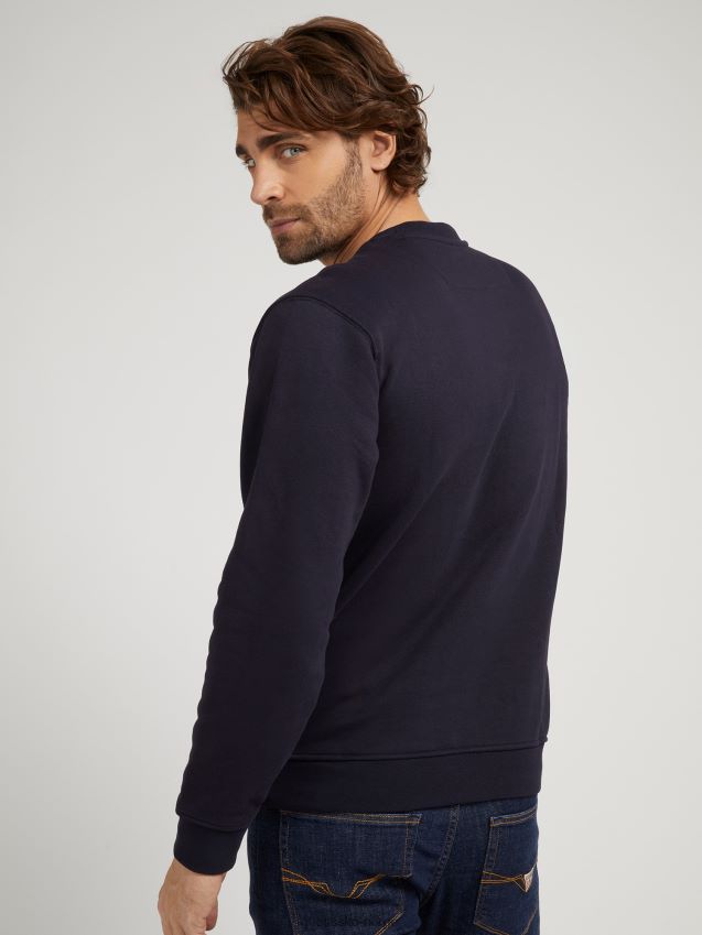 Guess blå genser med logo foran blå menn F0LJ8019