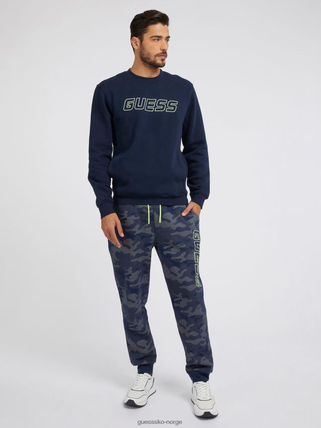 Guess blå genser med logo foran blå menn F0LJ80933