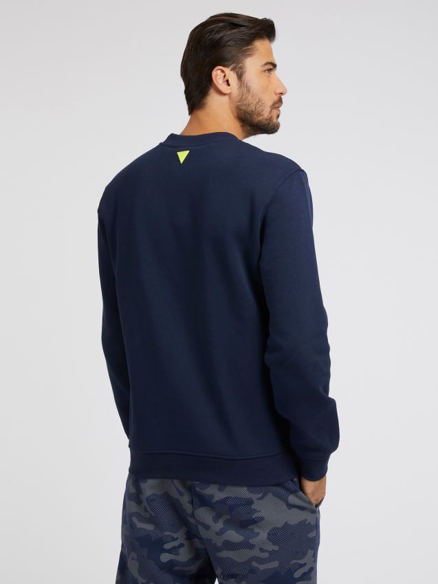 Guess blå genser med logo foran blå menn F0LJ80933