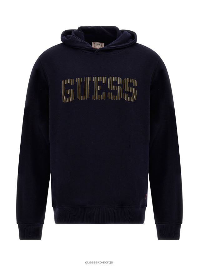 Guess blå hettegenser med logo foran blå menn F0LJ80724