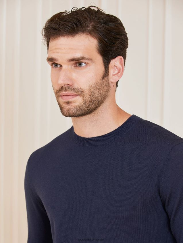 Guess blå marciano ullgenser med rund hals blå menn F0LJ801564