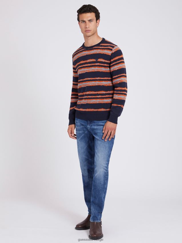 Guess blå multistripet genser i ullblanding blå multi menn F0LJ80120